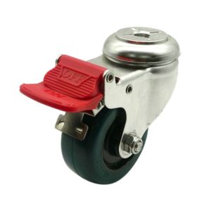 plain bore rebound rubber bolt castor with red brake